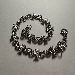 Silver Star Floral Bracelet with Hook Clasp